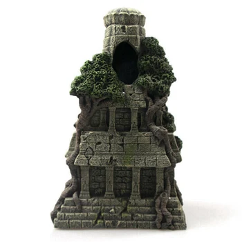 

Reptile Hideout Cave Decoration Fish Tank Aquarium Resin Decoration Castle Tower Ornaments Fish Tank Aquarium Accessories M