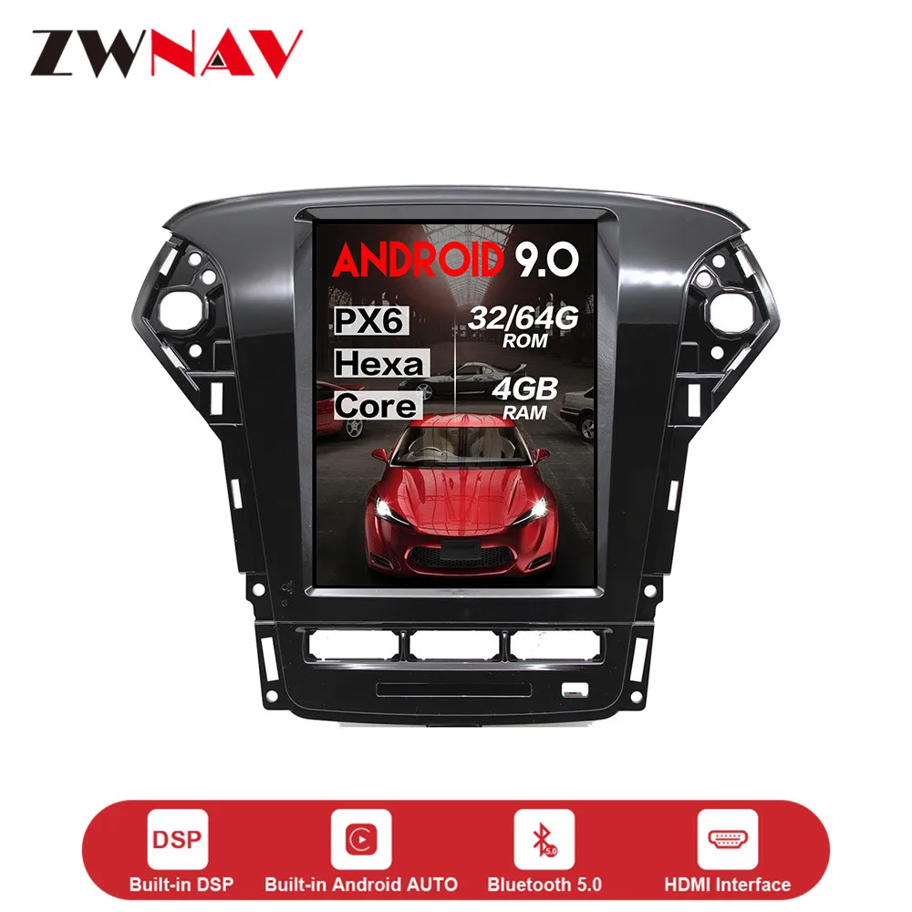 Cheap Android 9 64+4G Tesla With DSP Carplay Car Multimedia Player Stereo For Ford Mondeo MK4 2011-2013 Auto Radio GPS Navigation 1