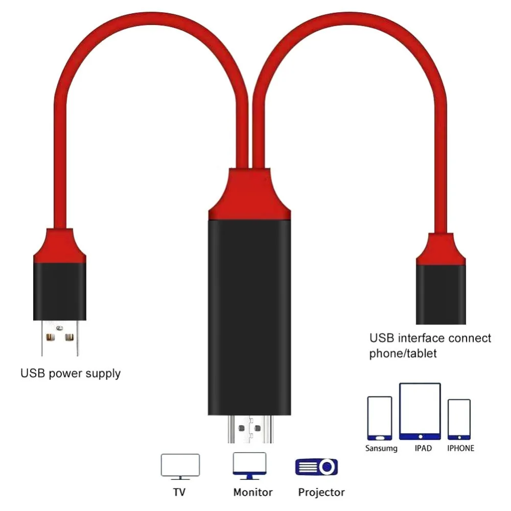 HD USB к HDMI мобильный к телевизору преобразования 4K Hdmi кабель 2 м 1080P Аудио видео конвертер для Apple Android тип-c планшет ТВ экран