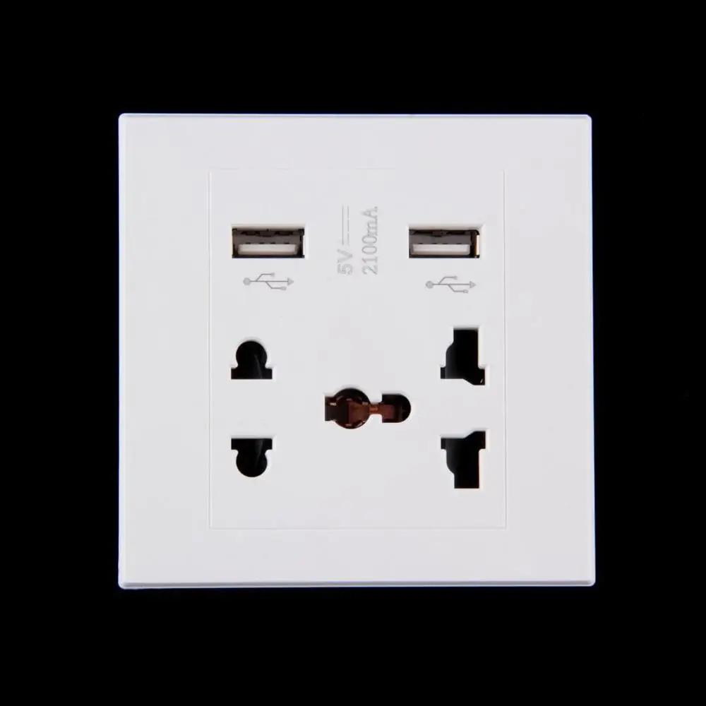 

Dual USB Port 5V 2100MA Electric Wall Charger Port Dock Socket Power Outlet Electricity AC Power Panel Plate