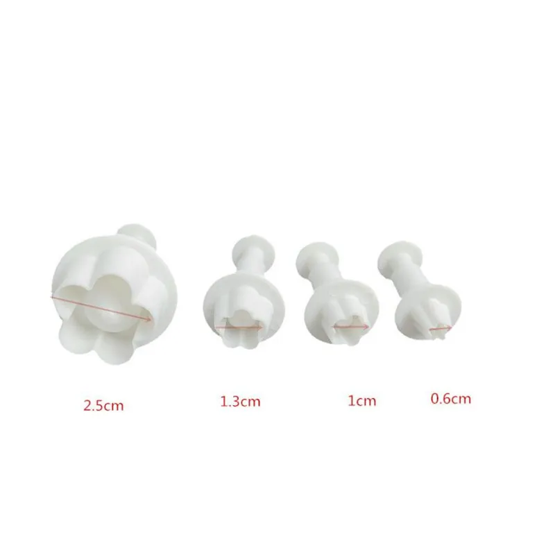 Cookie Cutter Baking Mold Cookie Mould Fondant Cutter Baking Decorating Tools Cookie Maker Press Kit 4Pcs/Set Plum Flower Plunger Fondant Mold Cutter Cookie Biscuit Cake tools