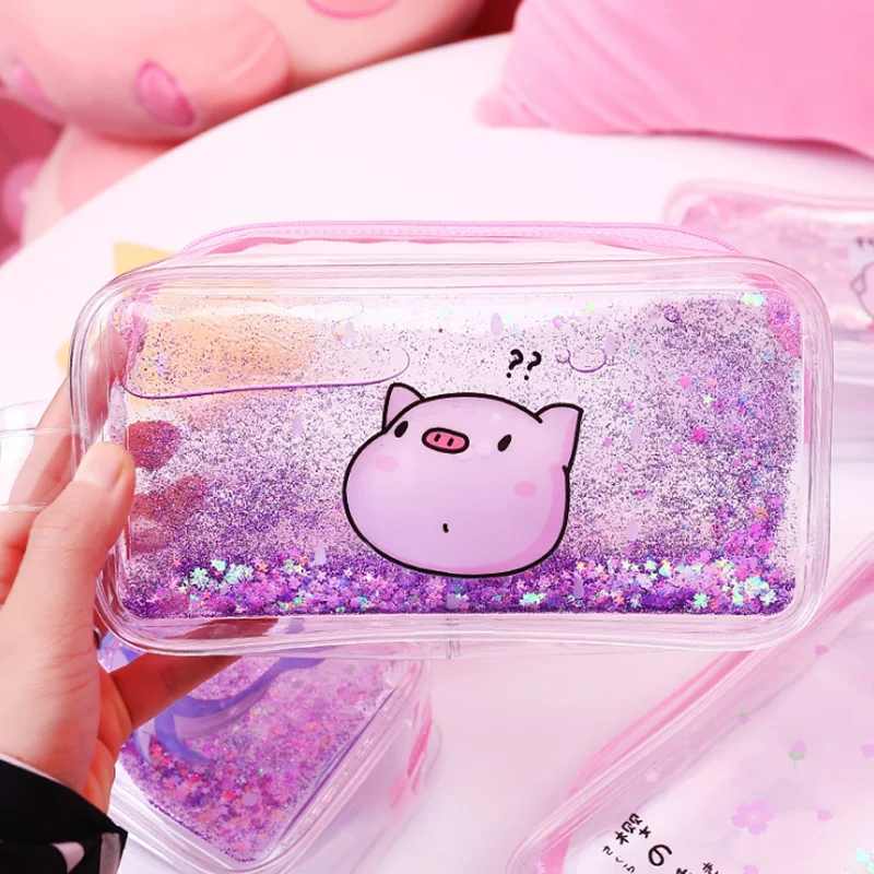 

NEW Creative laser quicksand pen case cool student stationery bags web celebrity quicksand pencil bags Child Gifts cases