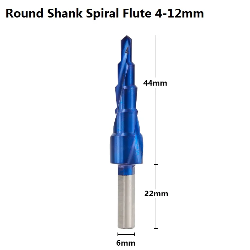 XCAN 1 шт. 3-12/4-12/4-20/4-32 ступенчатое сверло из быстрорежущей стали с голубым покрытием для сверления дерева/металла - Цвет: Round Spiral 4-12