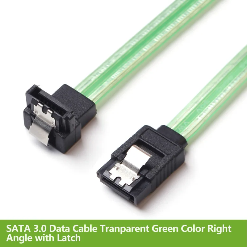 

50CM SATA 3.0 III SATA3 7pin Data Cables 6Gb/s SSD Right Angle Cable HDD Hard Disk Drive Cord Cabo Transparent Green
