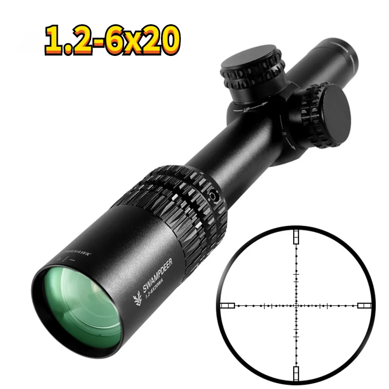NEW Hot 1.2-6X20 Tactical Optic Cross Sight Illuminated Riflescope Hunting Rifle Scope Sniper Airsoft Air Guns | Спорт и развлечения