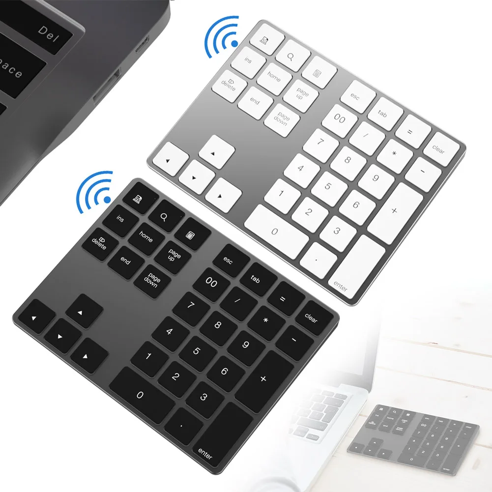 Bluetooth-клавиатура с номером, цифровая мини-клавиатура с 34 клавишами из алюминиевого сплава для iOS Android ING-SHIPPING