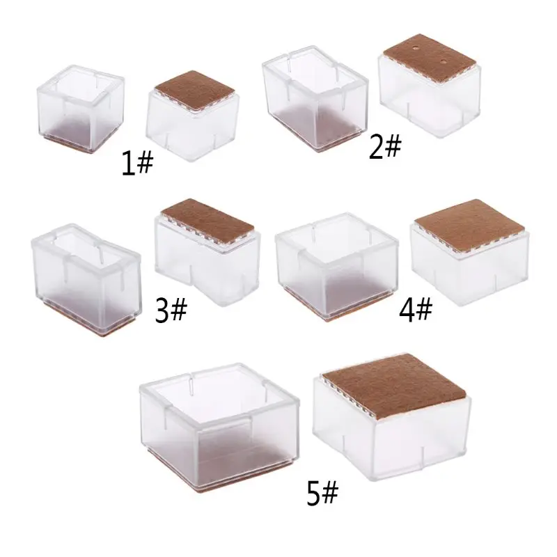 

8pcs Square Silicone Chair Leg Caps Table Feet Pads Felt Wood Floor Protectors