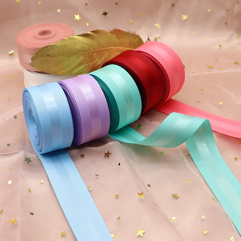 Satin Ribbons Grosgrain Ribbon Ribbon Decoration 25MM/38MM 5 Yards Edge For Crafts DIY Hair Bows Gift Packaging Wedding Party