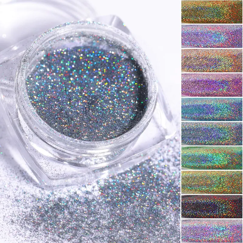 

1Box Sparkly Glitter for Nails Holographic Pigment Dip Powder Chrome Laser Dazzling Dust NailArt Decoration Super Shiny Glitters