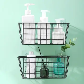 

Multifunction Wall Mounted Iron Storage Basket Nordic Desktop Organizer For Bathroom Sundries Container Kitchen Storage Holder