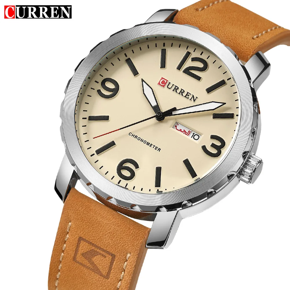 

CURREN Men's Watch Leather Strap Quartz Wristwatch Casual Business Date Waterproof Male Clock Relogio Masculino Montre Homme