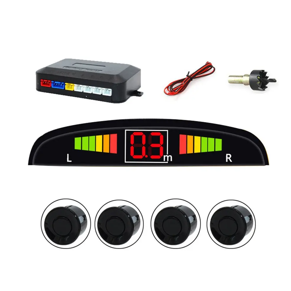 Светодиодный радиолокационный сигнал заднего хода Crescent Buzzer 4 зонд Автомобильный светодиодный экран система обнаружения слепого пятна