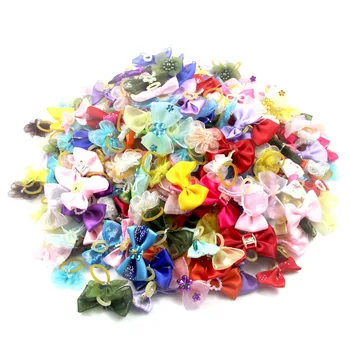 

10/20/30pcs Dog Grooming Bows mix 30colours Cat dog Hair Bows Small Pog Grooming Accessories Dog Hair Rubber Bands Pet Supplier