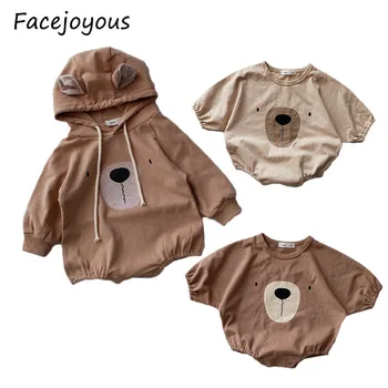 

Baby Bodysuit Cotton Kids Boys Cute Little Bear Ears Hooded Jumpsuit Children Clothing Cartoon Baby Girl Bodysuits