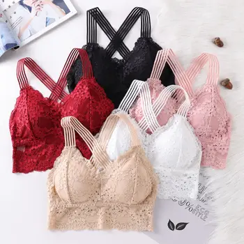 

Simple Fashion Lace Push Up Bra Bralette Backless Wrapped Chest Wire Free Girl Bras Sexy Women Tank Underwear Women's Bra 2020