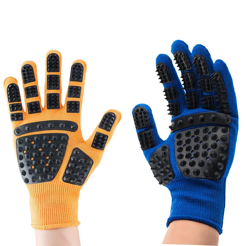 Pet Grooming Glove and Massage Brush for Gentle Cleaning and Hair Removal