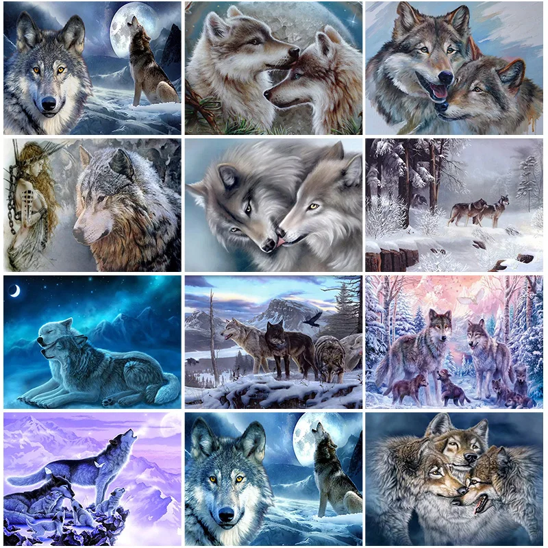 

5D Diamond Painting Wolf Cross Stitch full Diamond Embroidery Mosaic Rhinestone Picture DIY Sticker Decor Paintings Sale