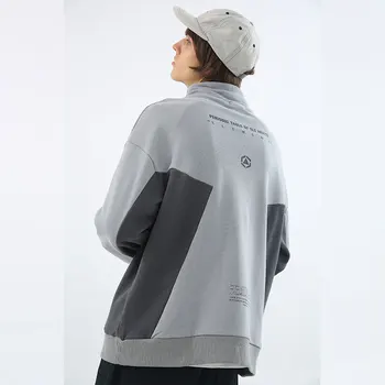 

2019 Autumn New Large Size Pocket Long Sleeve Half High Collar Simple Loose Men's Sports Wind Casual Student Pullover