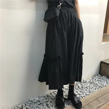 

Womens Skirt Vintage Clothes Long Skirts Black Harajuku Summer High Waist Streetwear 2020 Fashion flowy Spring Elastic Chiffon