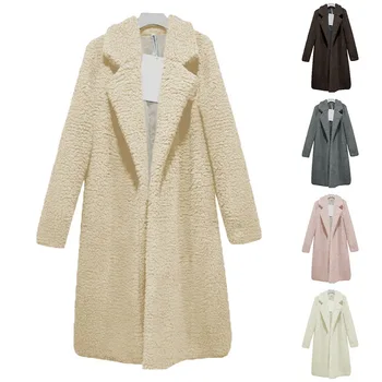 

Shaggy Long Fur Coat Women Autumn Winter Teddy Coat Outerwear Basic Jacket Plus Size Cardigan Coat Turn Down Jacket Femme