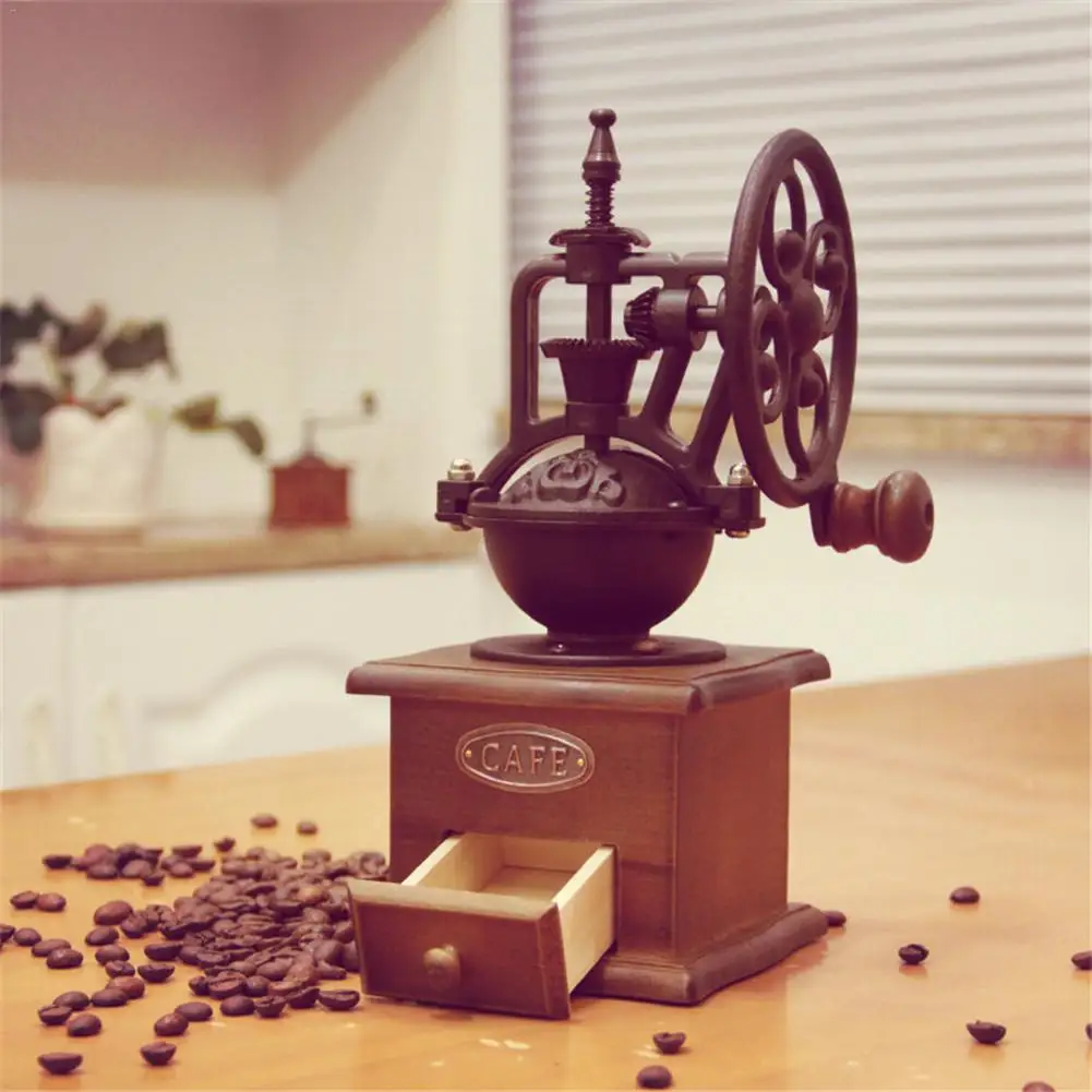 Ручная кофемолка Винтажный стиль деревянная кофемолка роликовая зерновая мельница ручная кофемолка