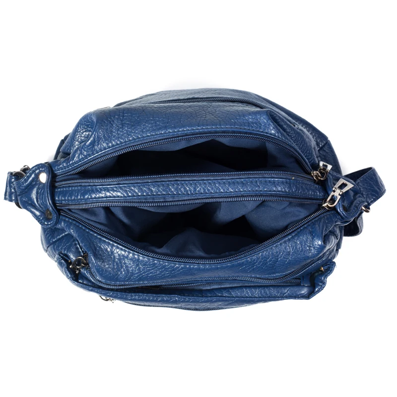 Annmouler/Модная женская сумка через плечо, мягкая сумка через плечо для девочек, синяя сумка-мессенджер с несколькими карманами, сумочка из искусственной кожи, кошелек
