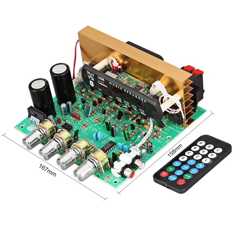 

Bluetooth Audio Amplifier Board 2.1 Channel Subwoofer 240W Amplifier Audio Board with AUX FM TF AC18-24V for Home Theater