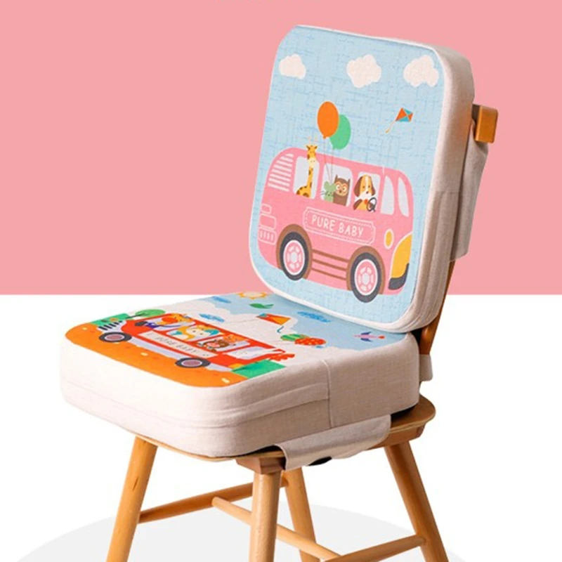 Adjustable Portable Cartoon Baby High Chair Seat Cushion Pad Dining Chair Booster Pad Washable Sponge Increasing Seat Cushion