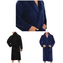 Мужская зимняя теплая плюшевая удлиненная шаль халат домашняя одежда для душа длинный халат пальто SER88