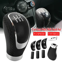 New 5 6 Speed Gear Shift Knob PU Leather Universal Gearshift Knob with 3 Interchangeable Caps Gear Stick Shift Knob Replacement