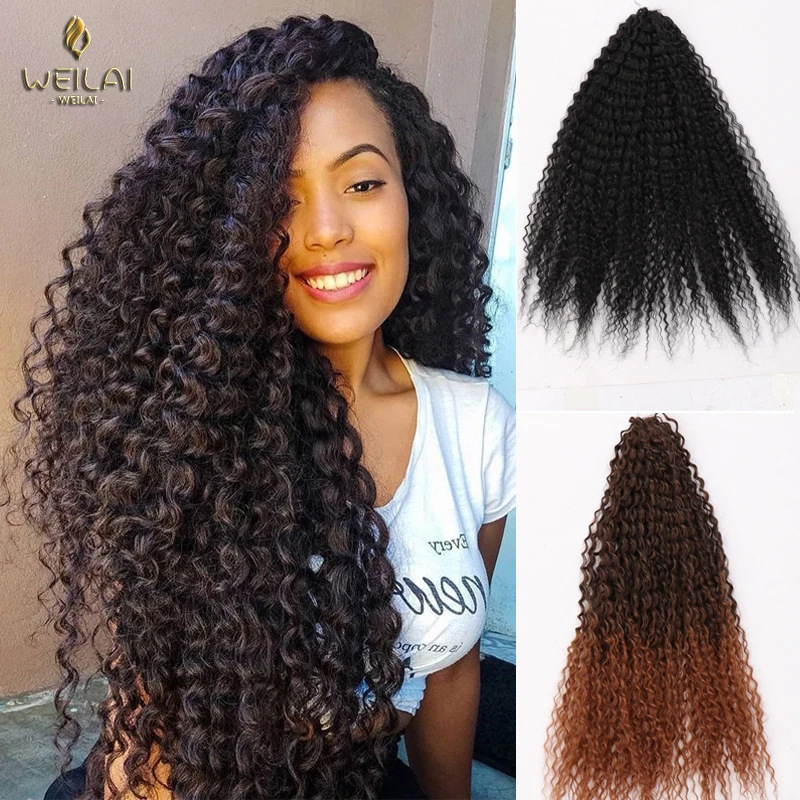 

WEILAI Noble Black Crochet Braided Hair 89g/pc Synthetic 20 Inch Curly Curly Hair Ombre Braided Hair.
