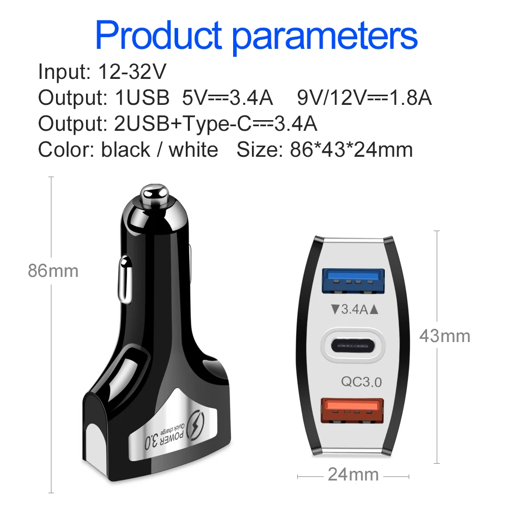 Suhach Quick Charge 3,0 USB Автомобильное зарядное устройство для Xiaomi Mi 9 huawei P30 Pro QC3.0 QC 3A быстрая PD автомобильное зарядное устройство для телефона