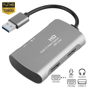 

Audio Video Capture Card 4K 1080P USB 2.0 HDMI Game Capture Box Recorder 1080P Video Reliable Streaming Adapter for Laptop/PC