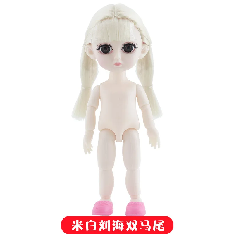 BJD 1/8 Dolls 13 Joint 15cm White Skin Baby Doll With 3D Eyes Naked Nude Body Dress Up Dolls Fashion DIY Toys for Girls Gift - Цвет: White D