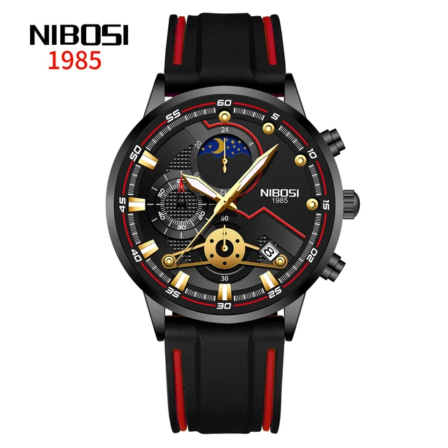 2021 New NIBOSI Brand Fashion Watch For Men Quartz Sports Stainless Steel Waterproof Chronograph Mens Watches Relogio Masculino T