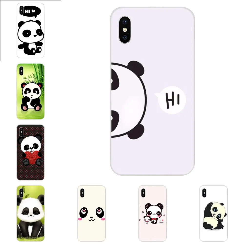 Cute Cartoon Animal Panda Black White TPU Fashion Phone Case For Apple iPhone X XS Max XR 4 4S 5 5C 5S SE 6 6S 7 8 Plus | Мобильные