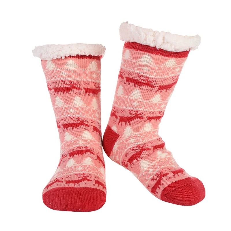 Женские носки-тапки постельные носки для женщин с флисовой шерстью Нескользящие