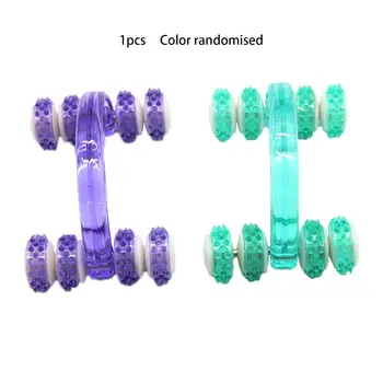 

Plastic Curved Handle Eight-wheel Manual Roller Massager Body Push-pull Massage Handle Cell Roller Massager Mini Wheel Ball