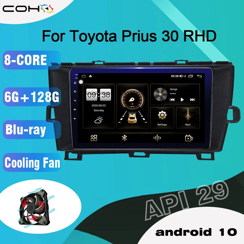 COHO Prius RHD Android 10 0 8 ядерный 6 + 128G радио автомобильная навигация для TOYOTA 30