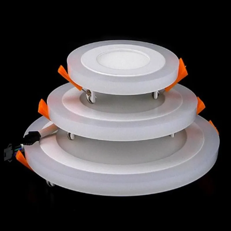 6W 9W 16W 24W led 천장 매립 패널 빛 Painel 램프 홈 장식 라운드 사각형 Led 패널 통 블루 + 화이트
