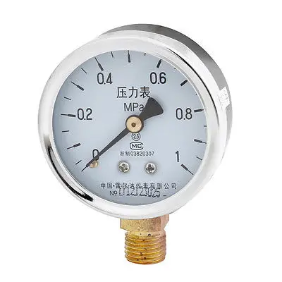 

0-1Mpa 2.5 Class 1/4"PT Thread Metal Case Gaseous Air Pressure Gauge