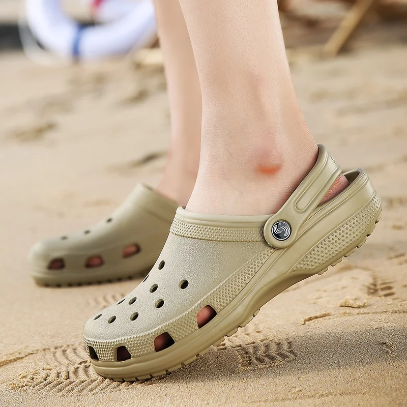 

2019 Men Sandals Summer Slippers Shoes Fashion Beach Sandals Casual Flats Slip On Hole Shoes Men Hollow Plus Size 46