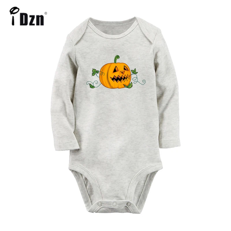 И надписью "Happy Halloween" злые Тыква мультфильм замок для новорожденных боди для новорожденных с капюшоном, длинный рукав, Комбинезоны комбинезон одежда из хлопка - Цвет: JbBaby1110GC