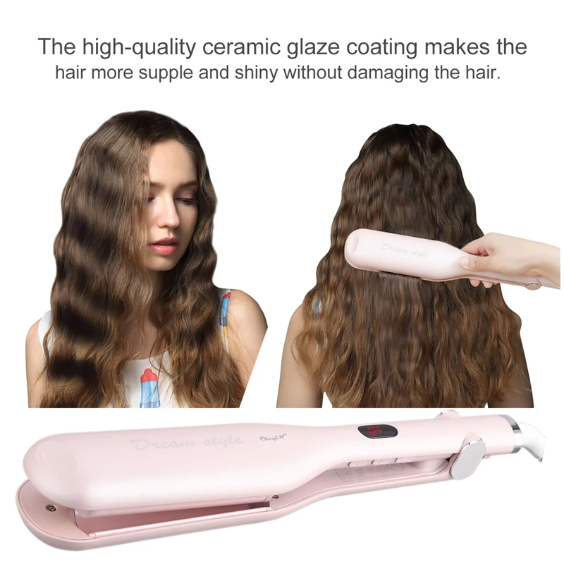Display de Temperatura Cerâmica Cabelo Curling Iron Profissional Rolo Modelador Vacilar Profundo Calor Rápido Crimper Estilor 220v 25mm