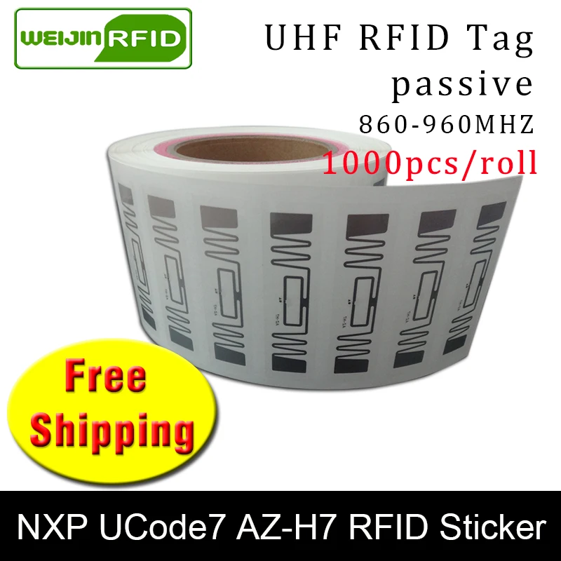 UHF RFID tag sticker NXP Ucode7 AZ-H7 EPC6C wet inlay 915mhz868mhz860-960MHZ 1000pcs free shipping adhesive passive RFID label