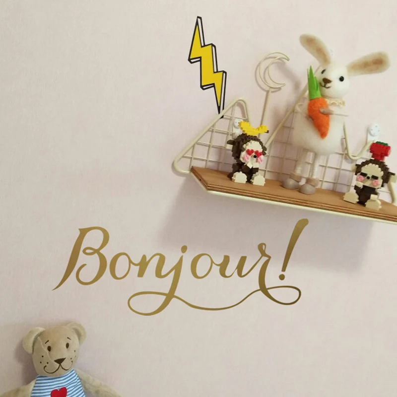 Французский Bonjour стены надписи и Стикеры дома Наклейка Спальня украшения