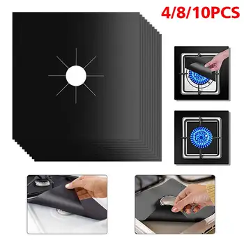 

4/8/10PCS Set Reusable Foil Cover Gas Stove Protector Non-Stick Stovetop Burner Sheeting Mat Pad Clean Liner For Kitchen Cookwar