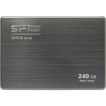 

SSD Silicon Power V60 SP240GBSS3V60S25 SSD, 2.5 ", 240GB, SATA-III, read: 550 Mb / s, write: 500 Mb / s, MLC, TRIM, NCQ + 3.5" adapter