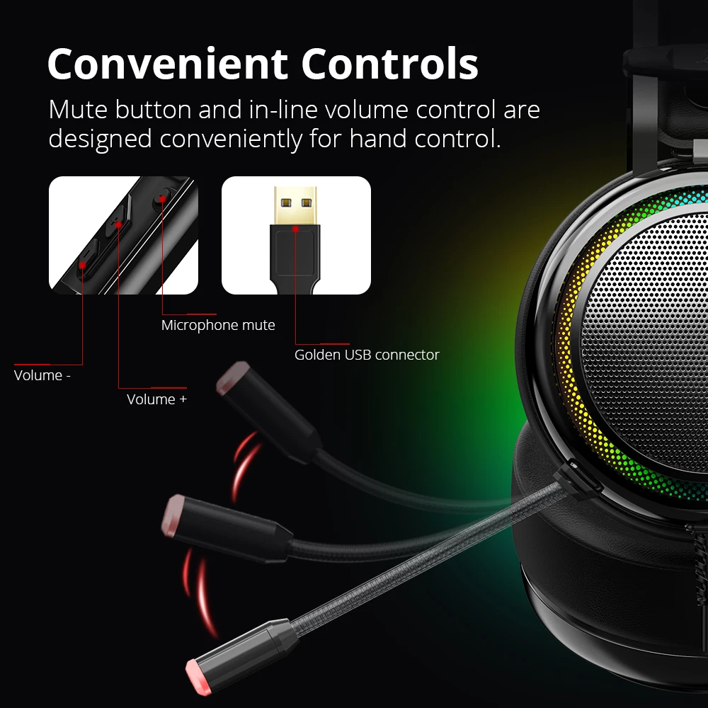 tronsmart glary gaming headset with 7.1 virtual sound