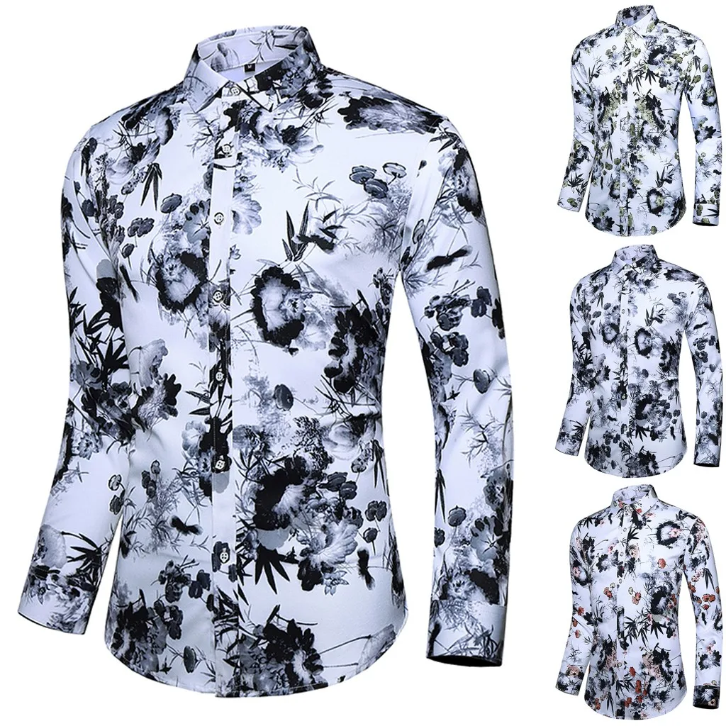 Прямая продажа с фабрики, мужская повседневная приталенная рубашка с принтом и длинным рукавом, рубашка, блузка, топы, мужские рубашки